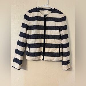 GAP Navy and White Striped Jacket Size: 6